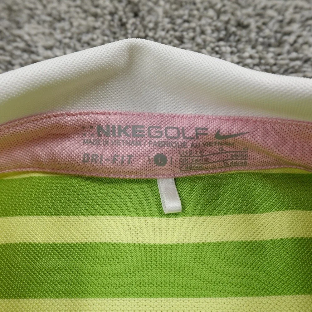 Nike Polo Shirt Womens L Green Drifit Center Swoosh Golf Lightweight Performance